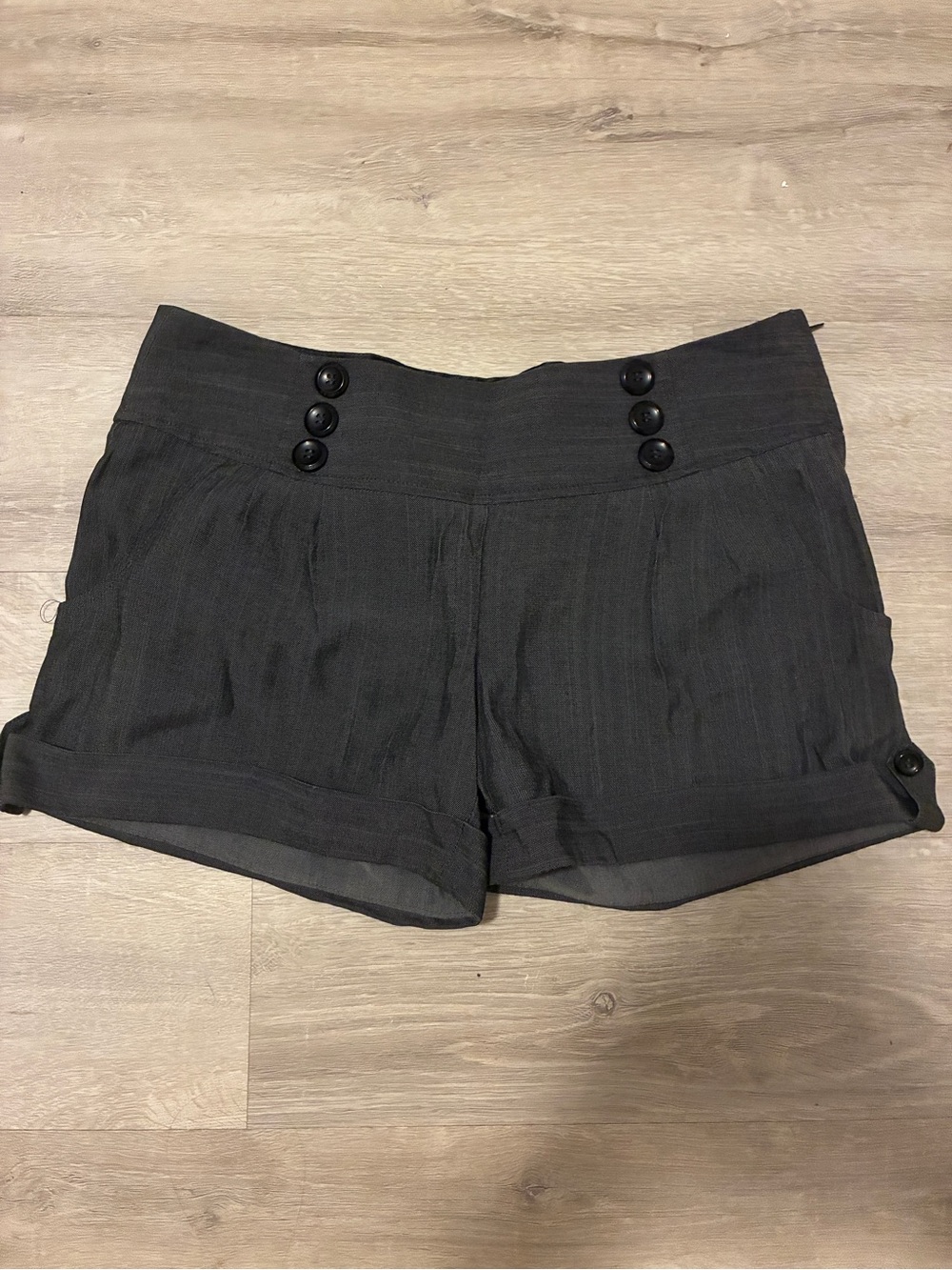 Guess Black High-Waist Button-Front Shorts